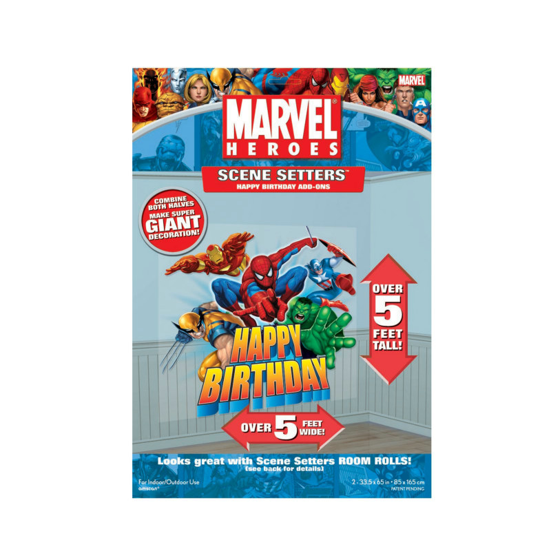 5' Marvel Heroes Happy Birthday Add-On - Click Image to Close