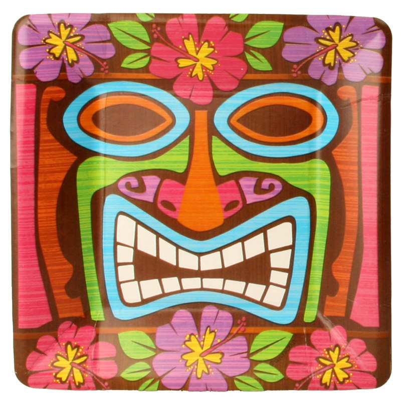 Tiki Island Square Dessert Plates (8 count) - Click Image to Close