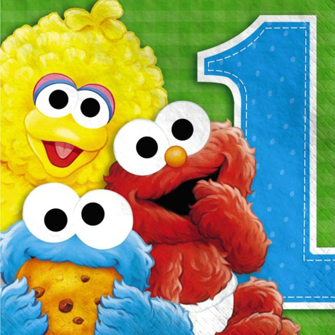 Sesame Street 1st Birthday Lunch Napkins (16 count) - Click Image to Close