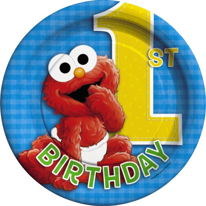 Sesame Street 1st Birthday Dessert Plates (8 count) - Click Image to Close