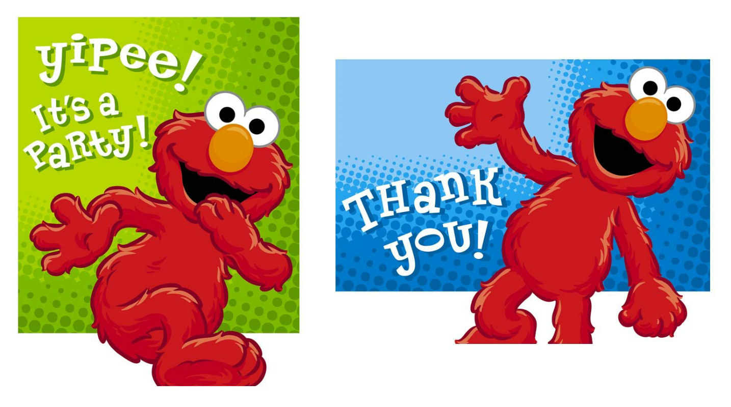 Hooray For Elmo 8 Invitations and 8 Thank You Postcards - Click Image to Close