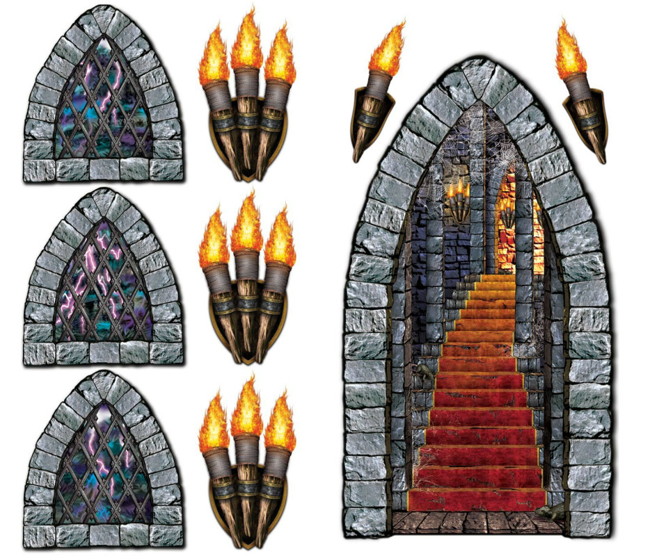 5' Stairway, Window & Torch Props Wall Add-Ons - Click Image to Close