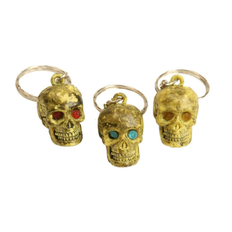 Jeweled Eyes Skull Keychains (12 count) - Click Image to Close