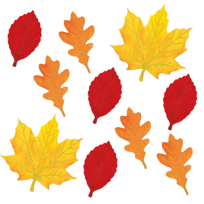 Mini Glitter Leaves Cutouts Assortment (10 count) - Click Image to Close