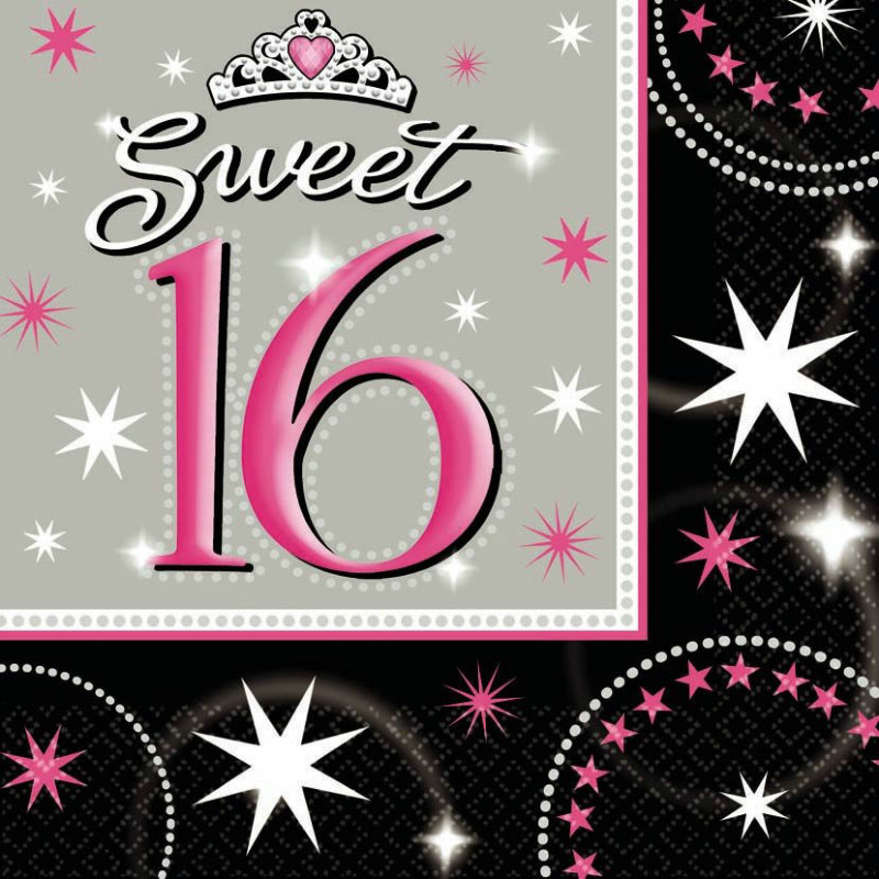 Sweet 16 Sparkle Lunch Napkins (16 count) - Click Image to Close