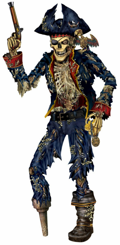 6' Jointed Pirate Skeleton Cutout - Click Image to Close