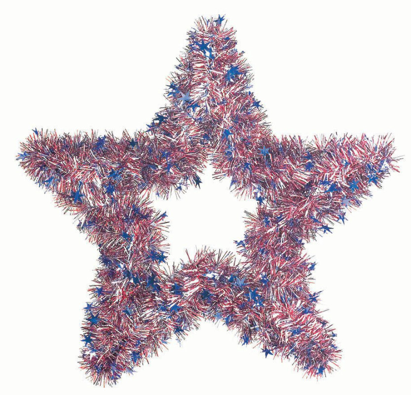 Patriotic Star Tinsel Wreath - Click Image to Close