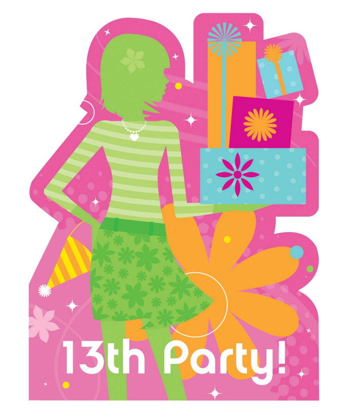 Birthday Style 13th Birthday Cutout Invitations (8 count)