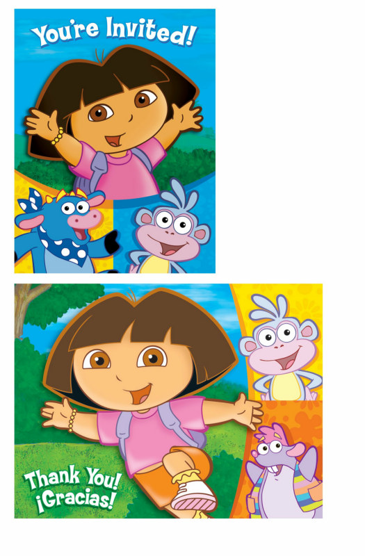 Dora & Friends 8 Invitations and 8 Thank You Postcards