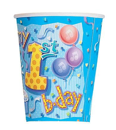 My 1st Birthday Blue 9 oz. Paper Cups (8 count) - Click Image to Close