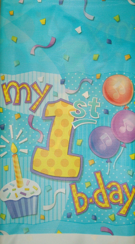 My 1st Birthday Blue Plastic Tablecover