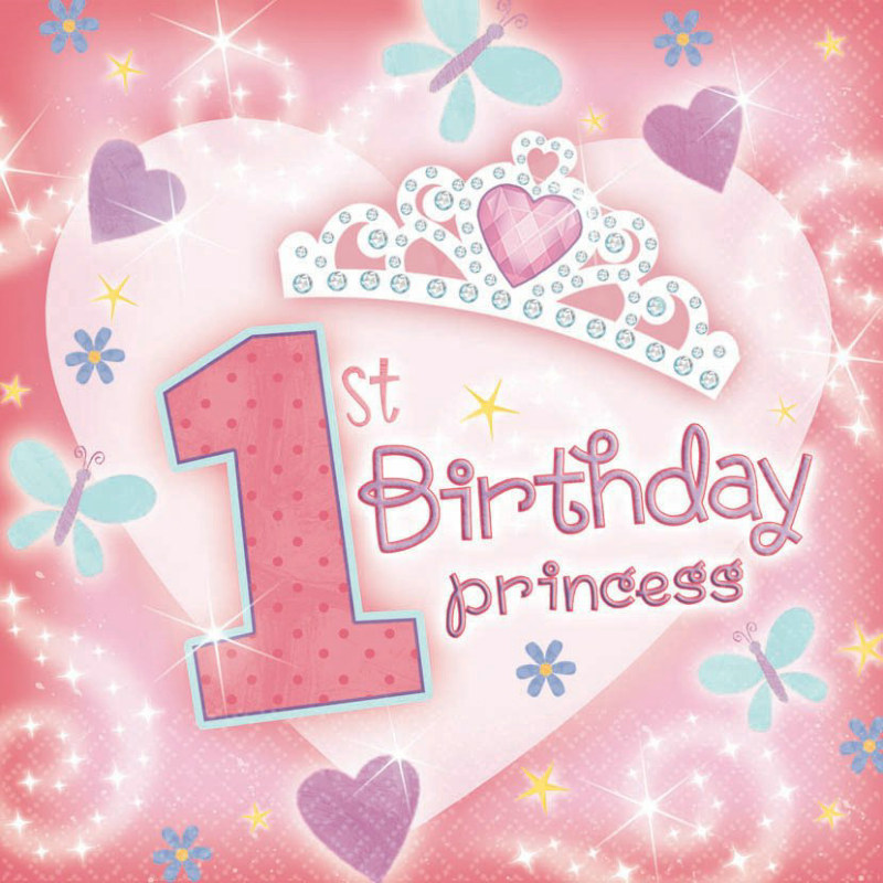 1st Birthday Princess Lunch Napkins (36 count) - Click Image to Close
