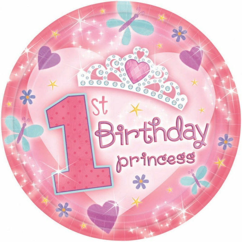 1st Birthday Princess Dessert Plates (18 count)