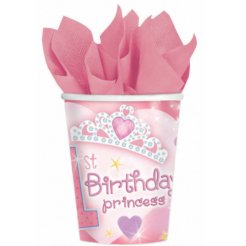 1st Birthday Princess 9 oz. Paper Cups (18 count) - Click Image to Close
