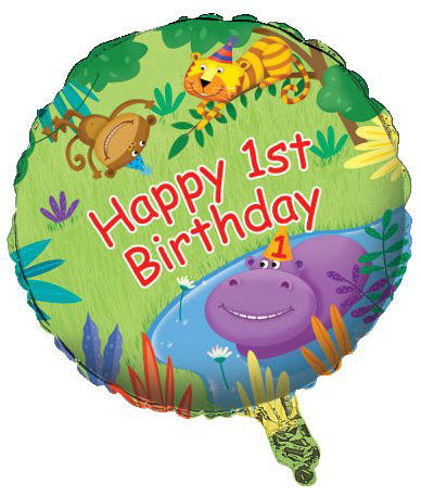 Jungle Buddies 1st Birthday 18" Foil Balloon