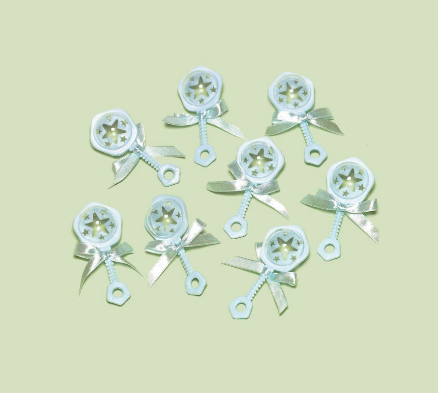 Baby Rattle Favor Charms Blue (8 count)