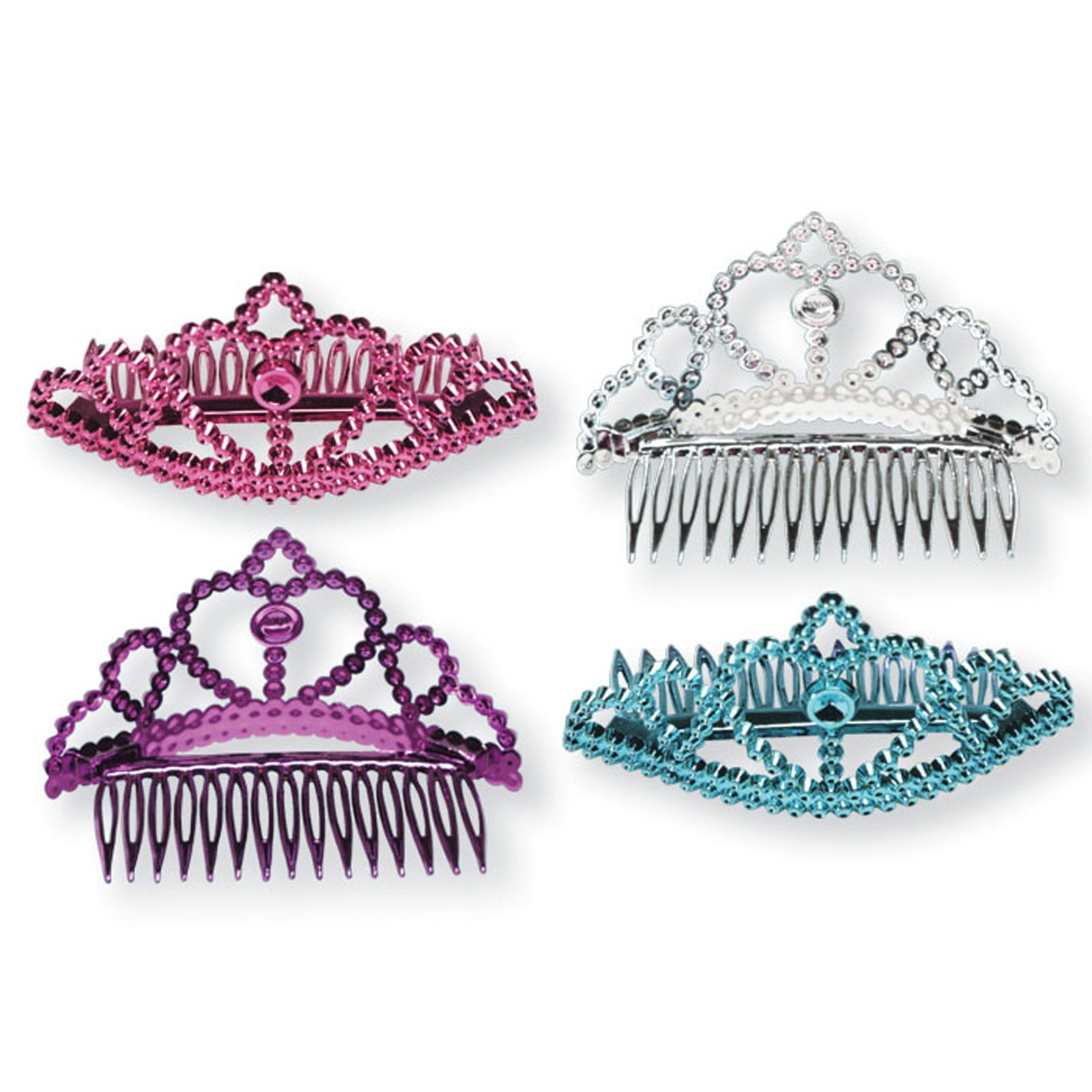 Tiara Haircombs Asst. (4 count) - Click Image to Close