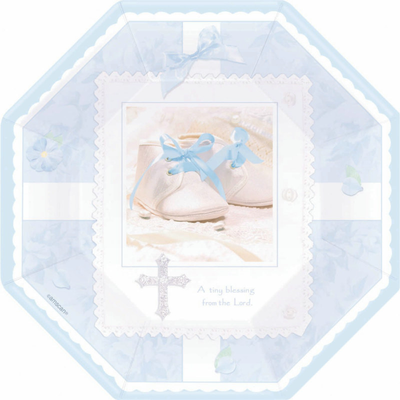 Tiny Blessing Blue Octagonal Dinner Plates (8 count) - Click Image to Close