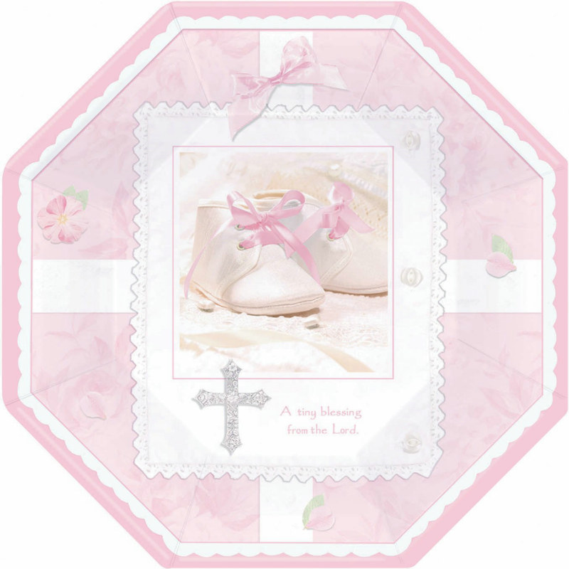 Tiny Blessing Pink Octagonal Dinner Plates (8 count) - Click Image to Close