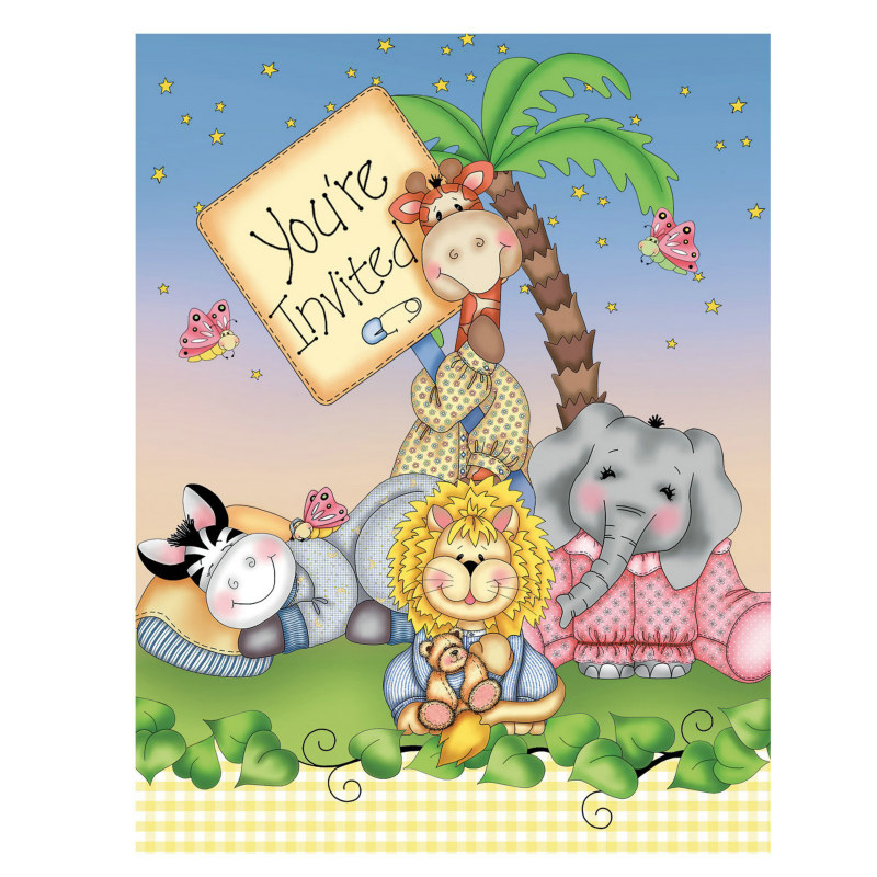Nighty Night BaZooples Invitations (8 count) - Click Image to Close
