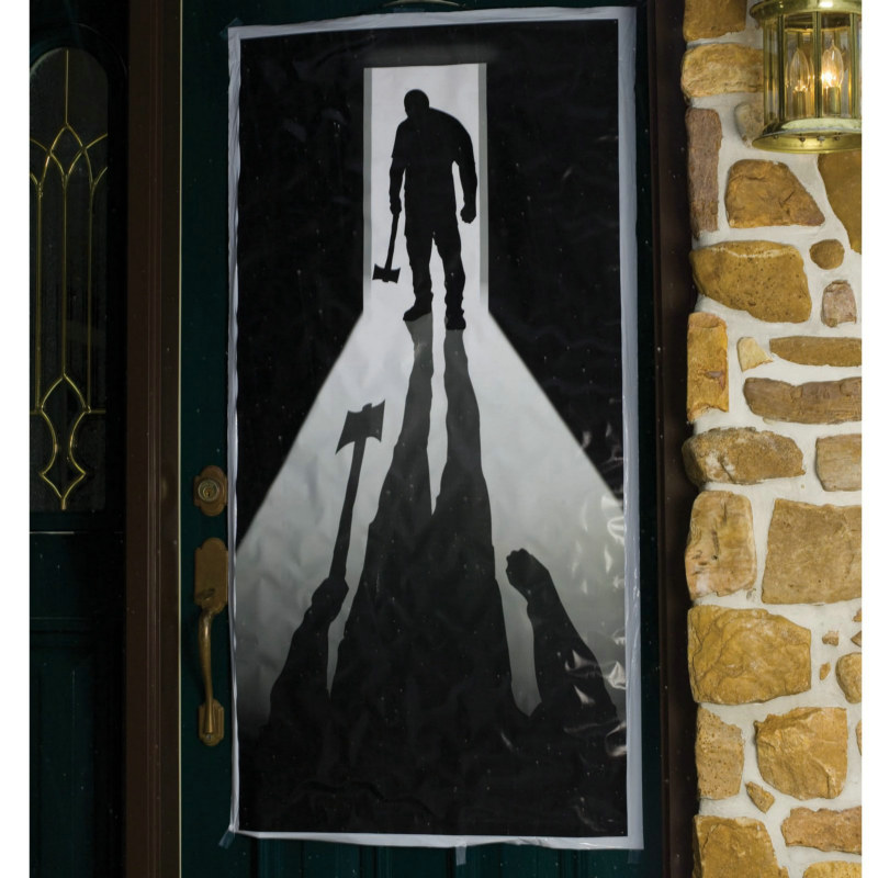 5' Man at Door with Axe Door Cover - Click Image to Close