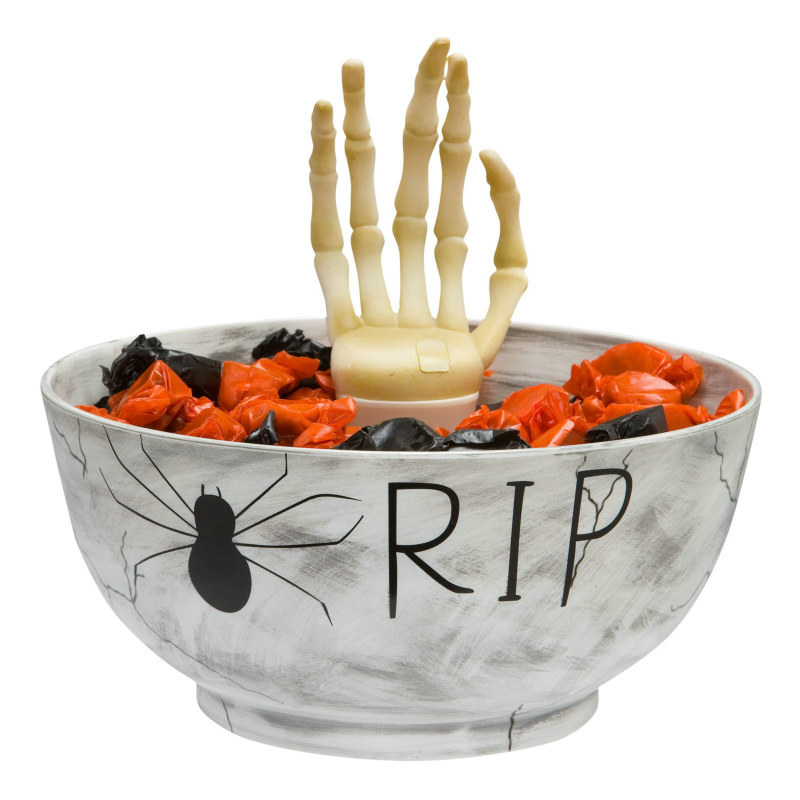 Animated Candy Bowl with Skeleton Hand