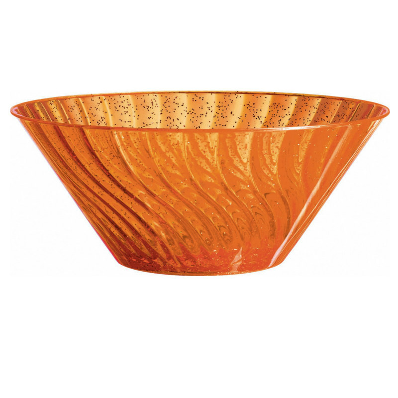 11" Large Orange Glitter Bowl - Click Image to Close