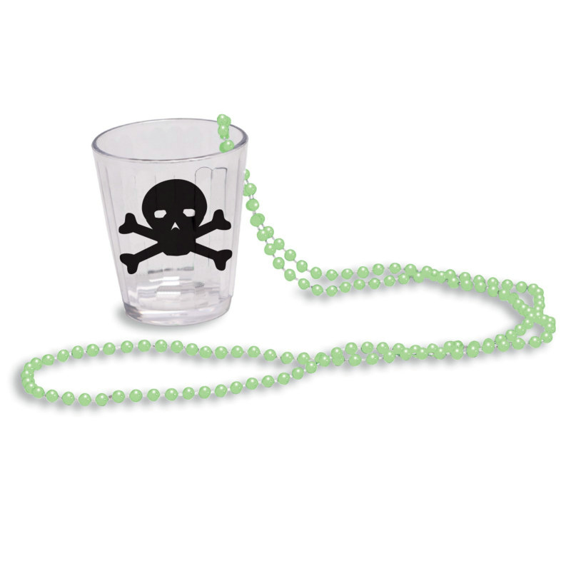 Glow in the Dark Beads with Shot Glass - Click Image to Close