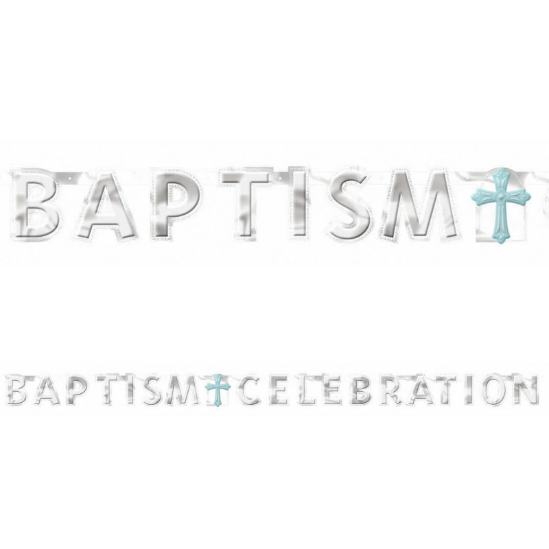 6' Baptism Foil Letter Banner - Click Image to Close