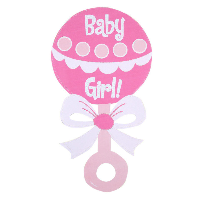 Baby Girl Rattle Glitter Cutout - Click Image to Close