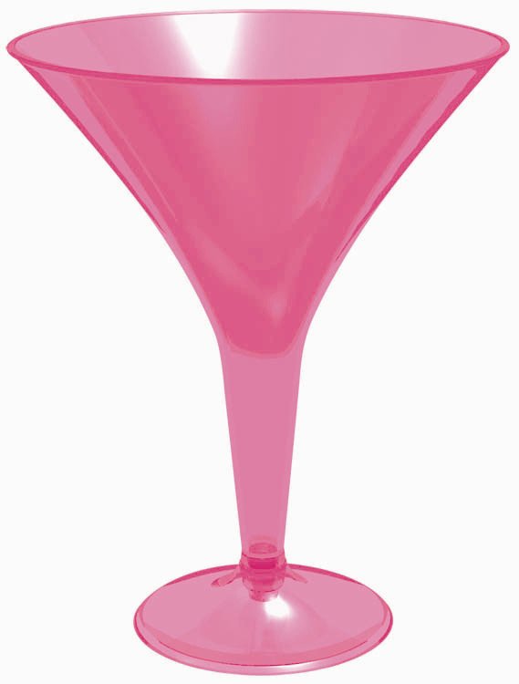 Hot Pink Plastic 8 oz. Martini Glasses (20 count) - Click Image to Close