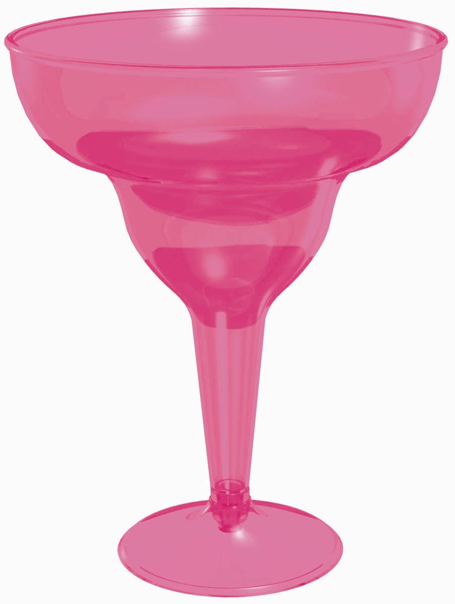 Hot Pink Plastic 8 oz. Margarita Glasses (20 count) - Click Image to Close