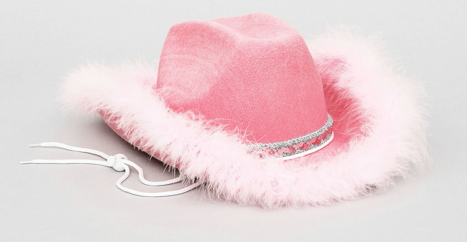 Pink Cowgirl Hat with Marabou - Click Image to Close