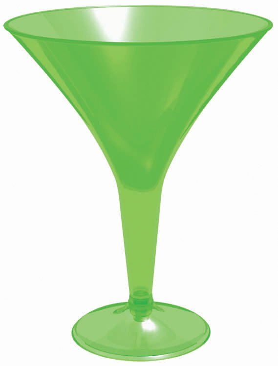 Green Plastic 8 oz. Martini Glasses (20 count) - Click Image to Close