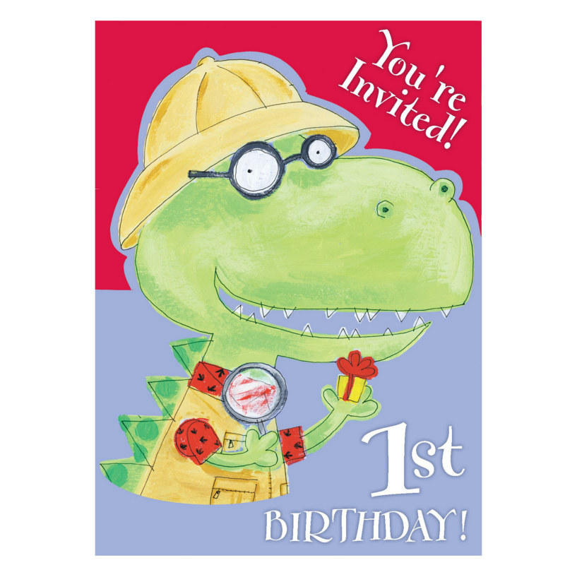 Dinomite 1st Birthday Invitations (8 count) - Click Image to Close