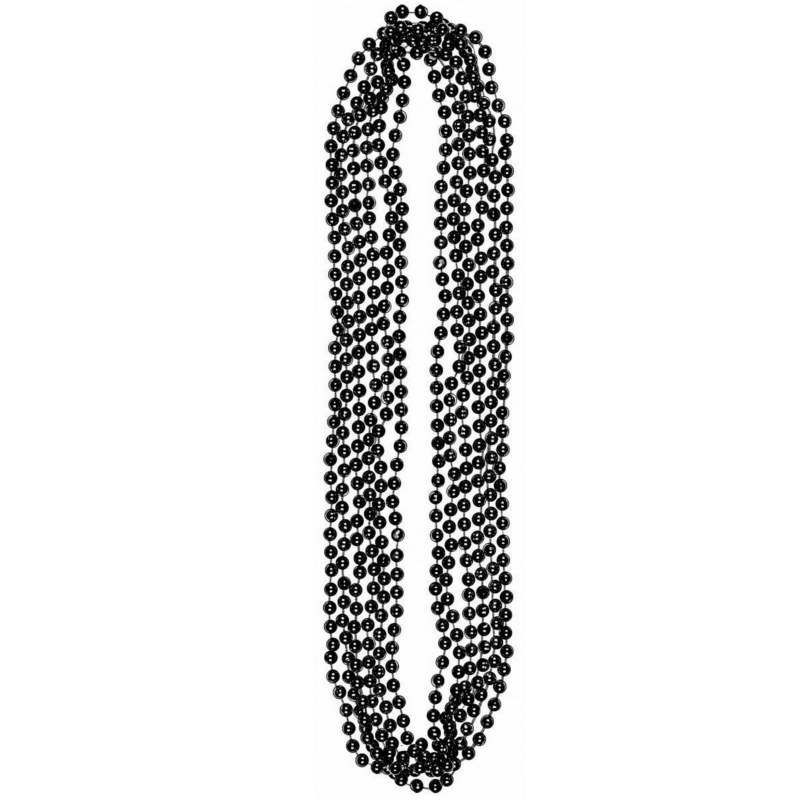 Black Bead Necklaces (6 count) - Click Image to Close