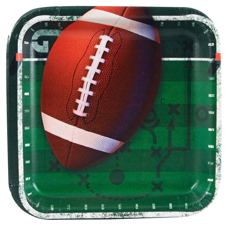 Football Square Dessert Plates (8 count) - Click Image to Close