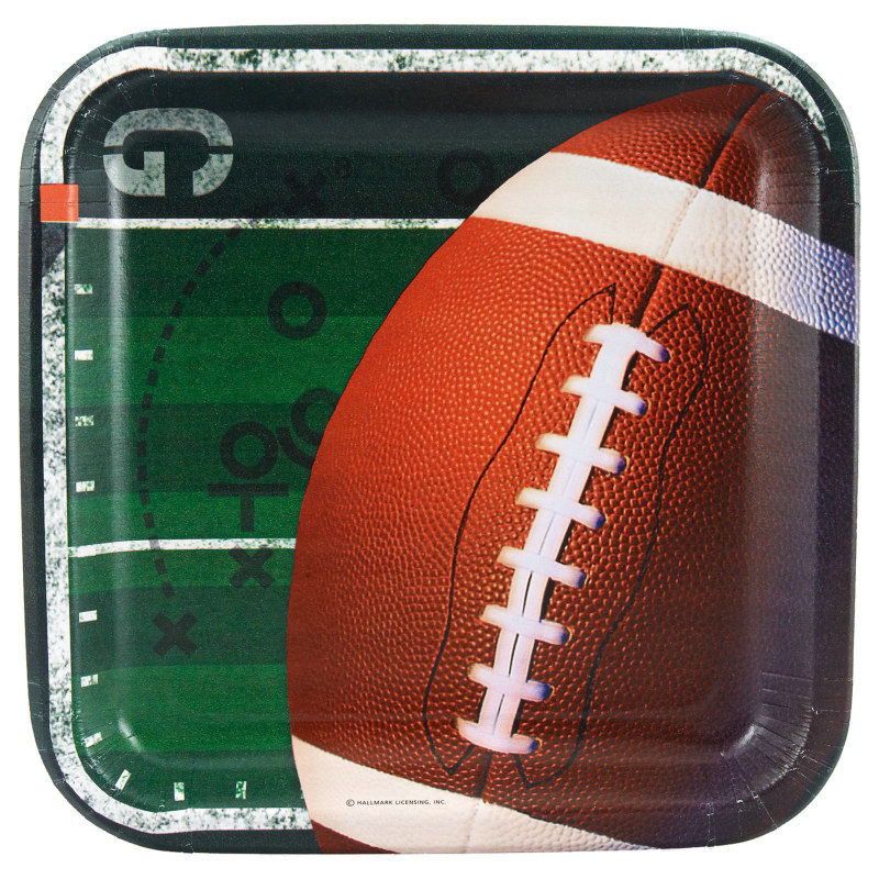 Football Square Dinner Plates (8 count)