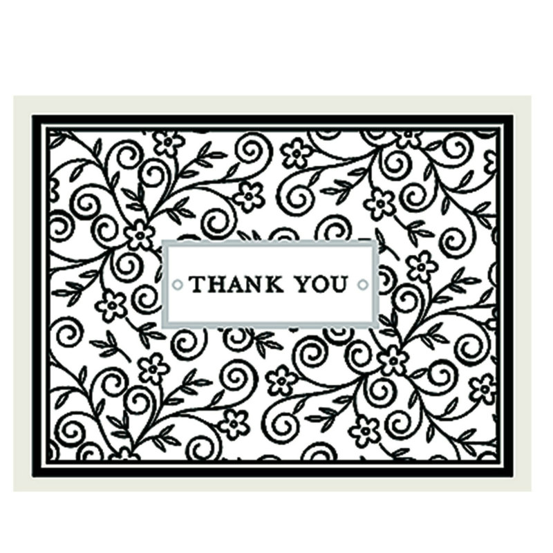 Floral Black and White Thank You Cards (8 count) - Click Image to Close