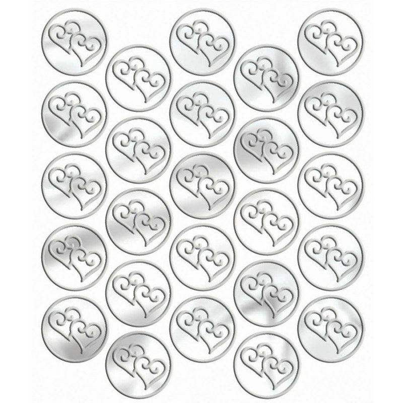 Metallic Silver Heart Sticker Seals (25 count) - Click Image to Close