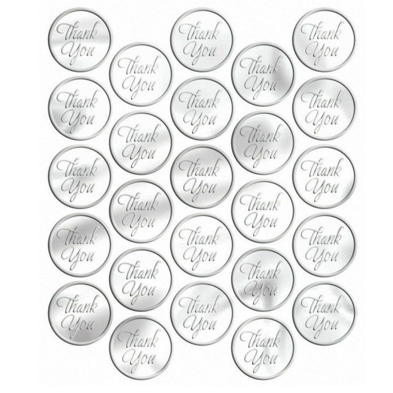 Metallic Silver Thank You Sticker Seals (50 count)