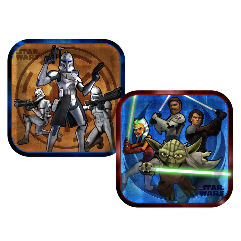 Star Wars: The Clone Wars Square Dinner Plates Assorted (8 count - Click Image to Close