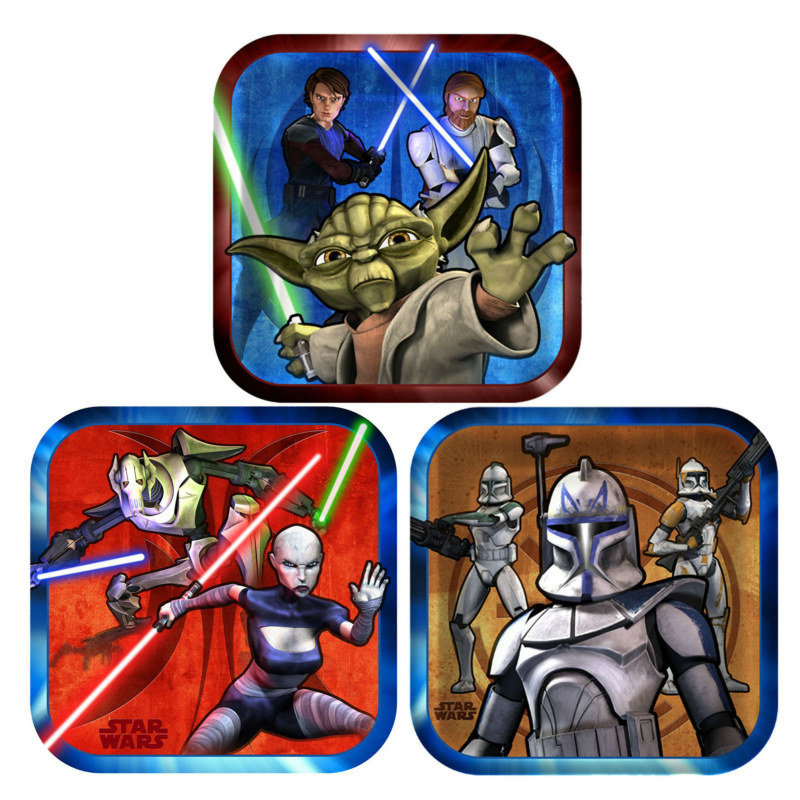 Star Wars: The Clone Wars Square Dessert Plates Asst. (8 count) - Click Image to Close