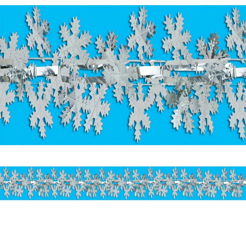 9' Metallic Snowflake Garland - Click Image to Close