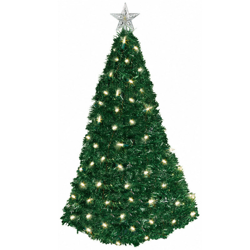 24" Pop-Up Tinsel Tree with Lights