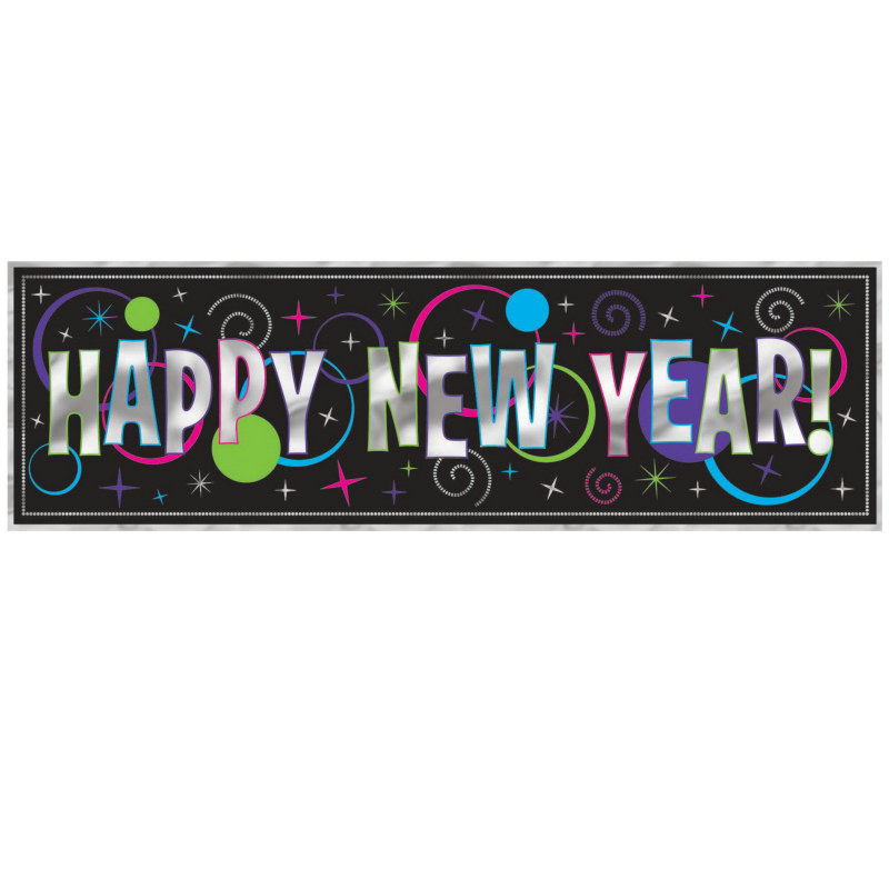 5' New Year's Giant Metallic Banner - Click Image to Close