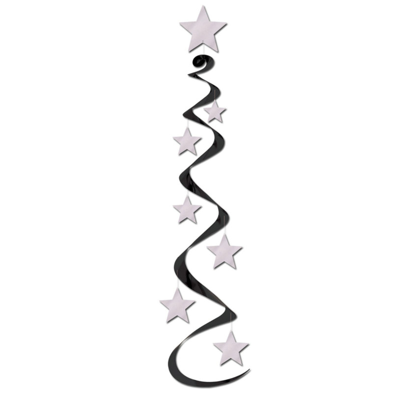 Black and Silver Star Whirls (3 count)