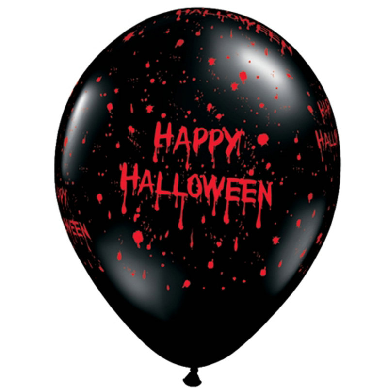 Gruesome Halloween 11" Black Latex Balloons (6 count) - Click Image to Close