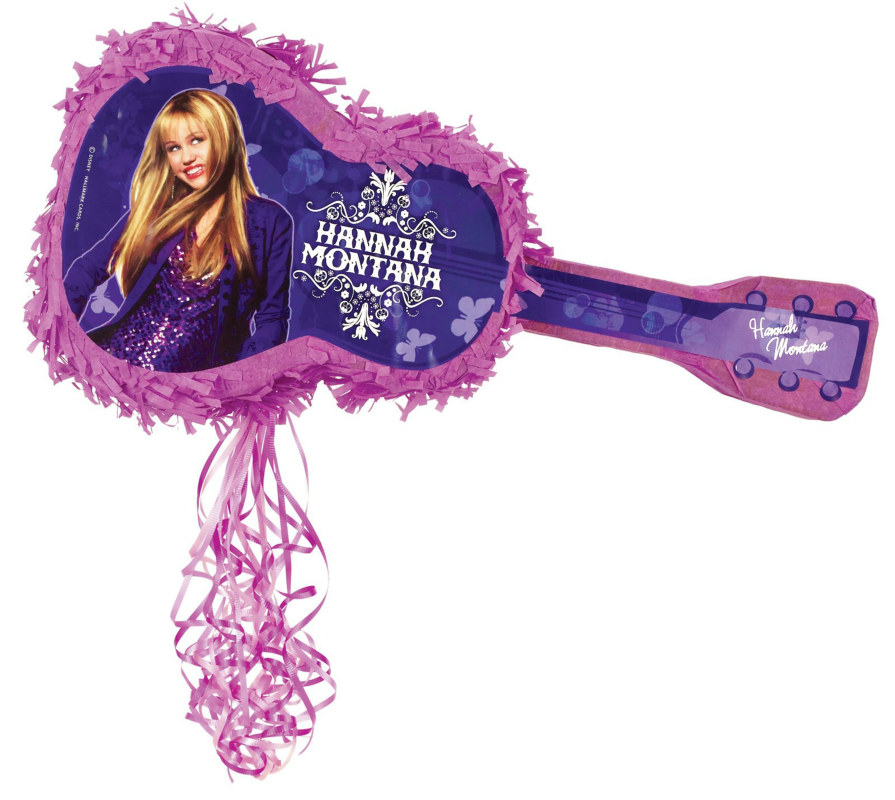 Hannah Montana Guitar Shaped Pull String Pinata - Click Image to Close