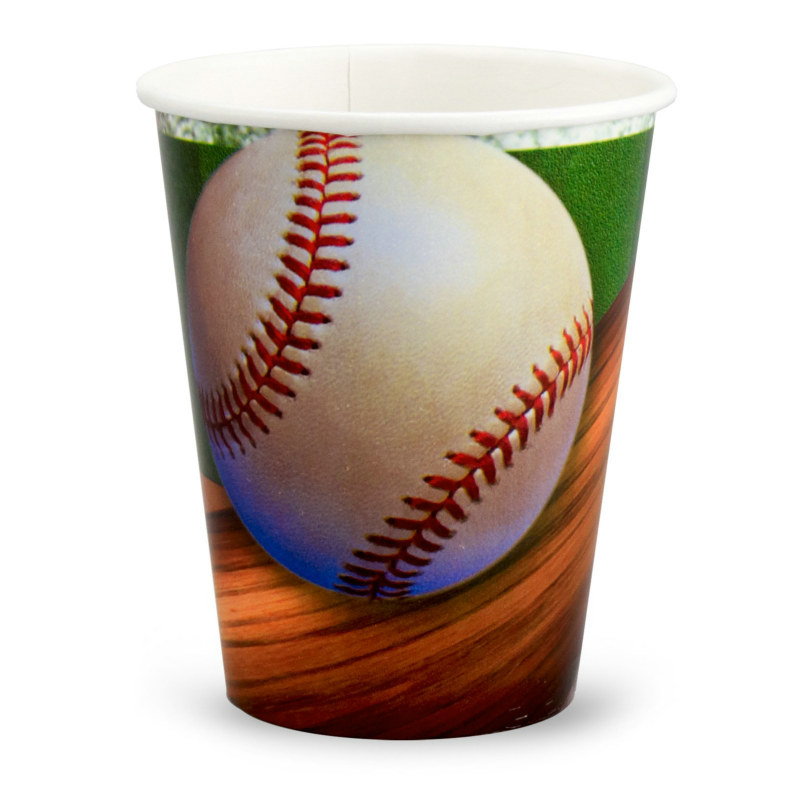 Baseball 9 oz. Paper Cups (8 count) - Click Image to Close